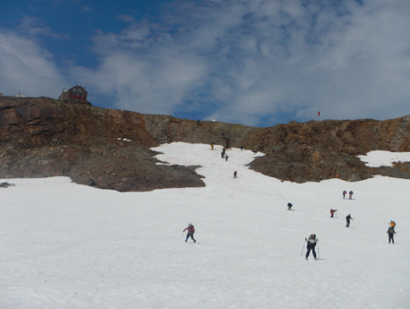 Ski practice on the Lemon Creek glacier