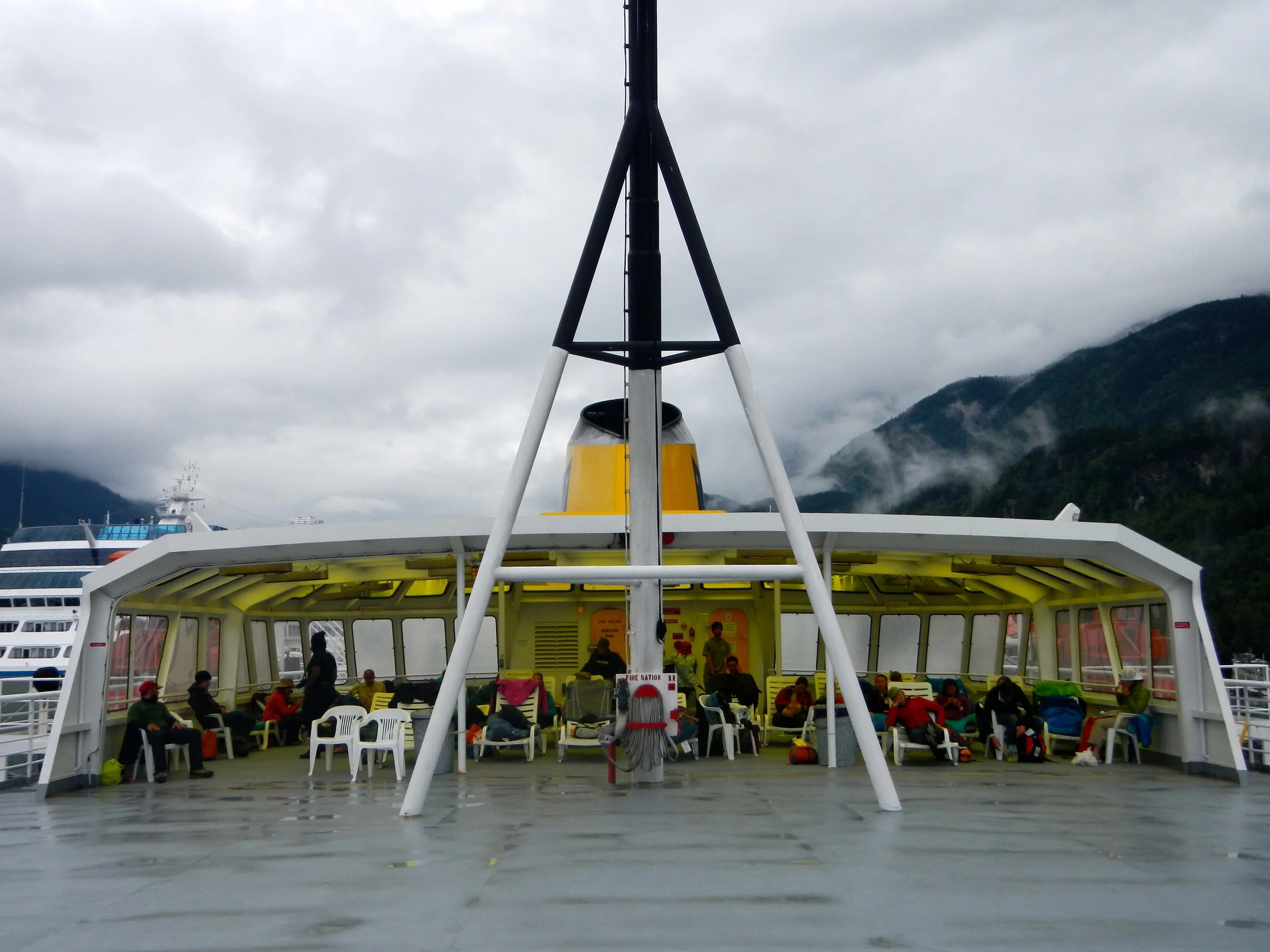 JIRP overtakes the top deck of the ferry from Skagway to Juneau. Photo by Natalie Raia