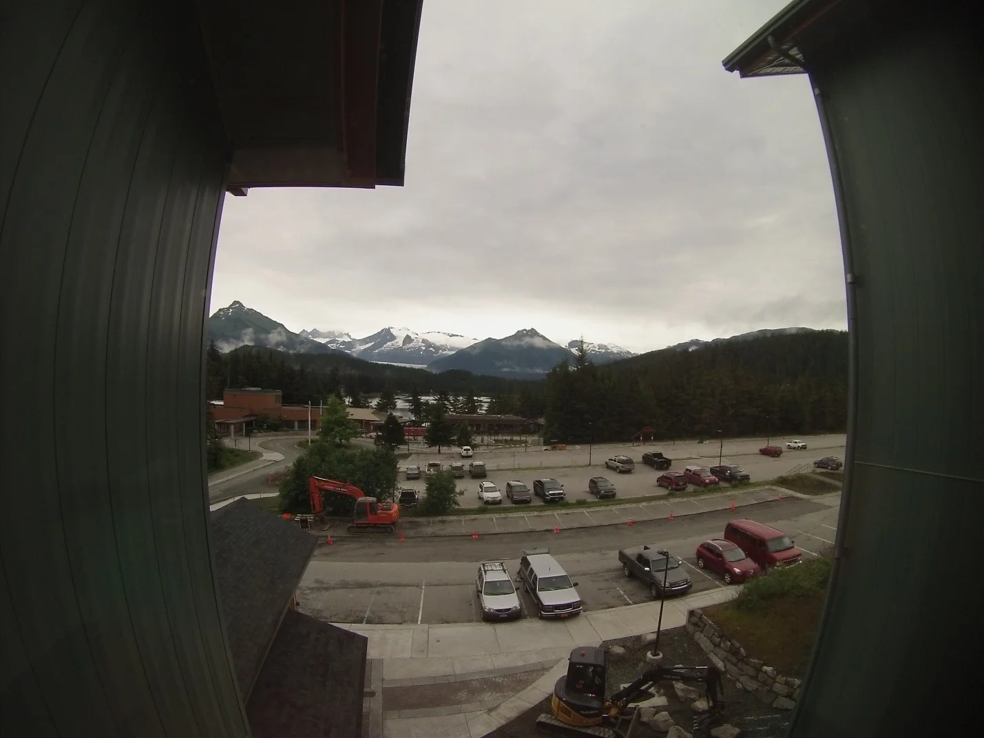 View from UAS Residence Hall of Auke Lake with the Mendenhall Glacier in the background. Photo by author.
