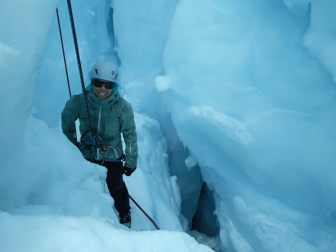 Lara in a crevasse. Photo by Drew Higgins