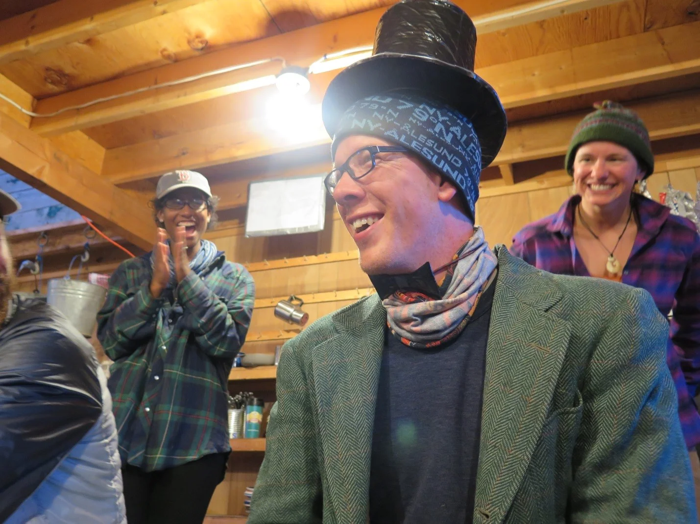 Allen Pope in bowtie and top hat and Kiya Riverman in purple. Photo by Blaire Slavin.