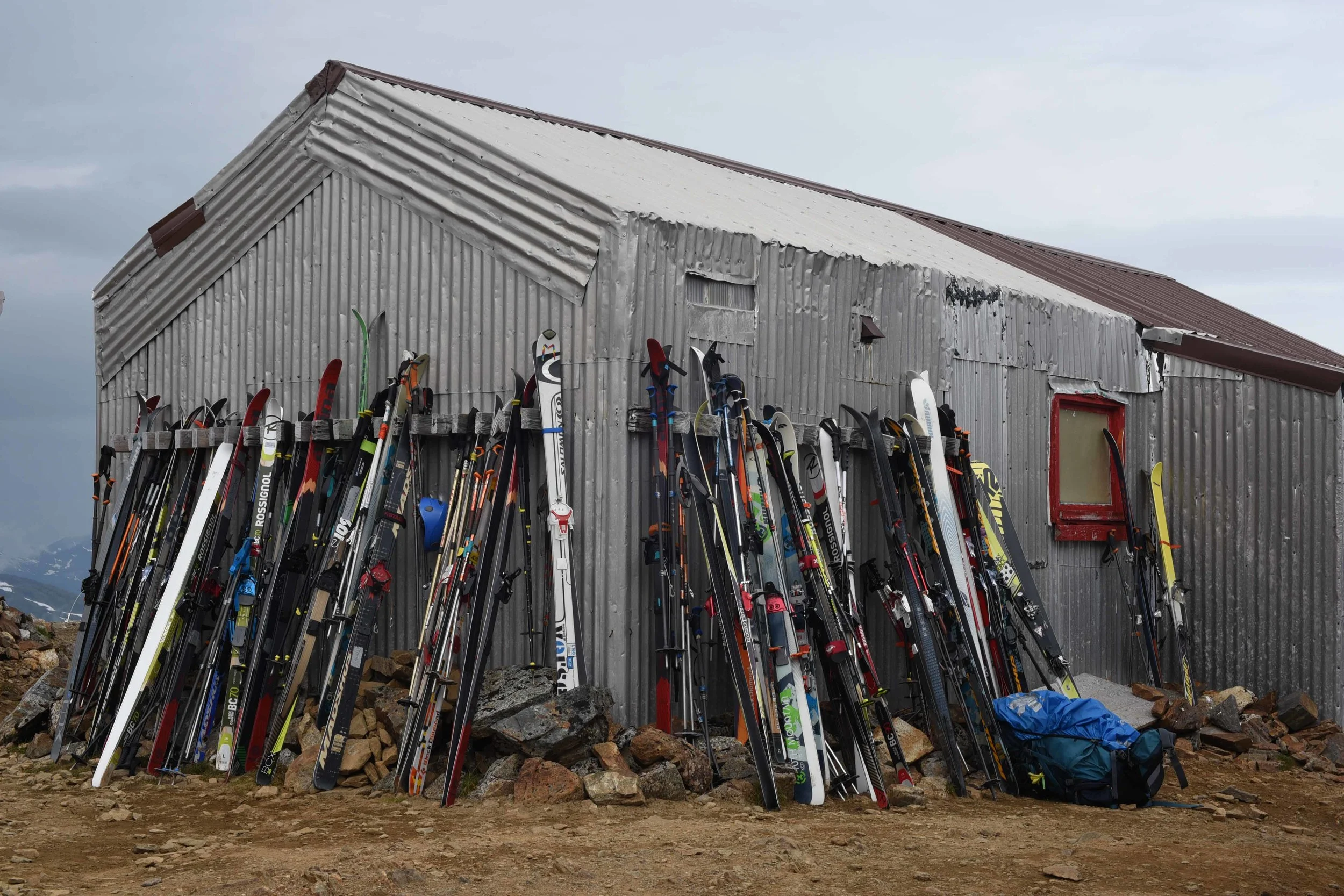 Tools of the trade resting on the flanks of the Staff Shack at Camp 17. Photo courtesy of PBJ Photography.