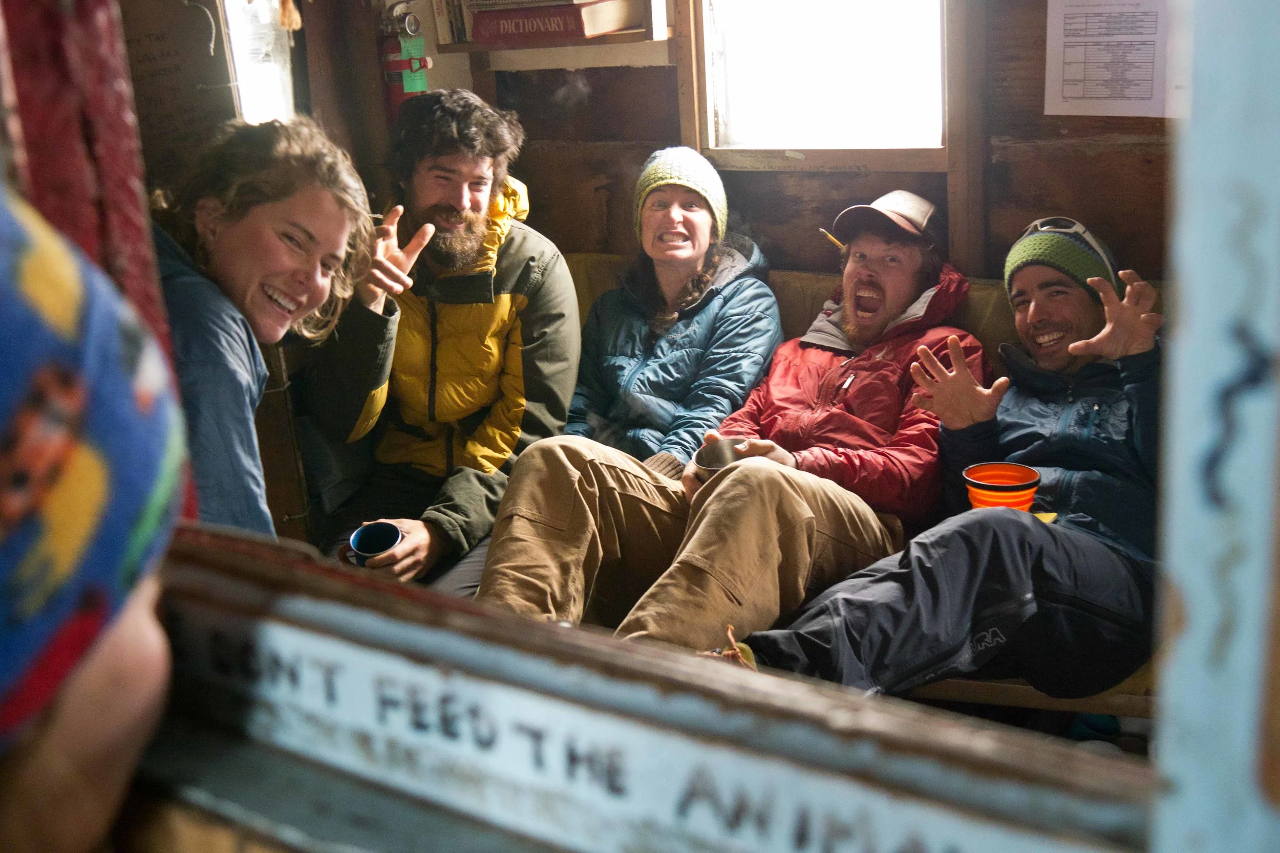 Kate Bollen peers into the 'Zoo' (Radio Room) at C17, where staff and faculty members Annika Ord, Chris McNeil, Annie Boucher, Newt Krumdieck and Ibai Rico spin a good yarn during meal time. Photo by Matt Beedle.