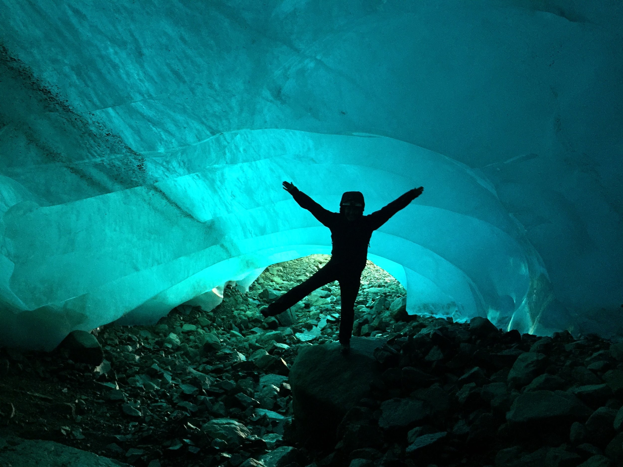 Exploring the Orphan Ice Cave. Photo by Auri Clark.