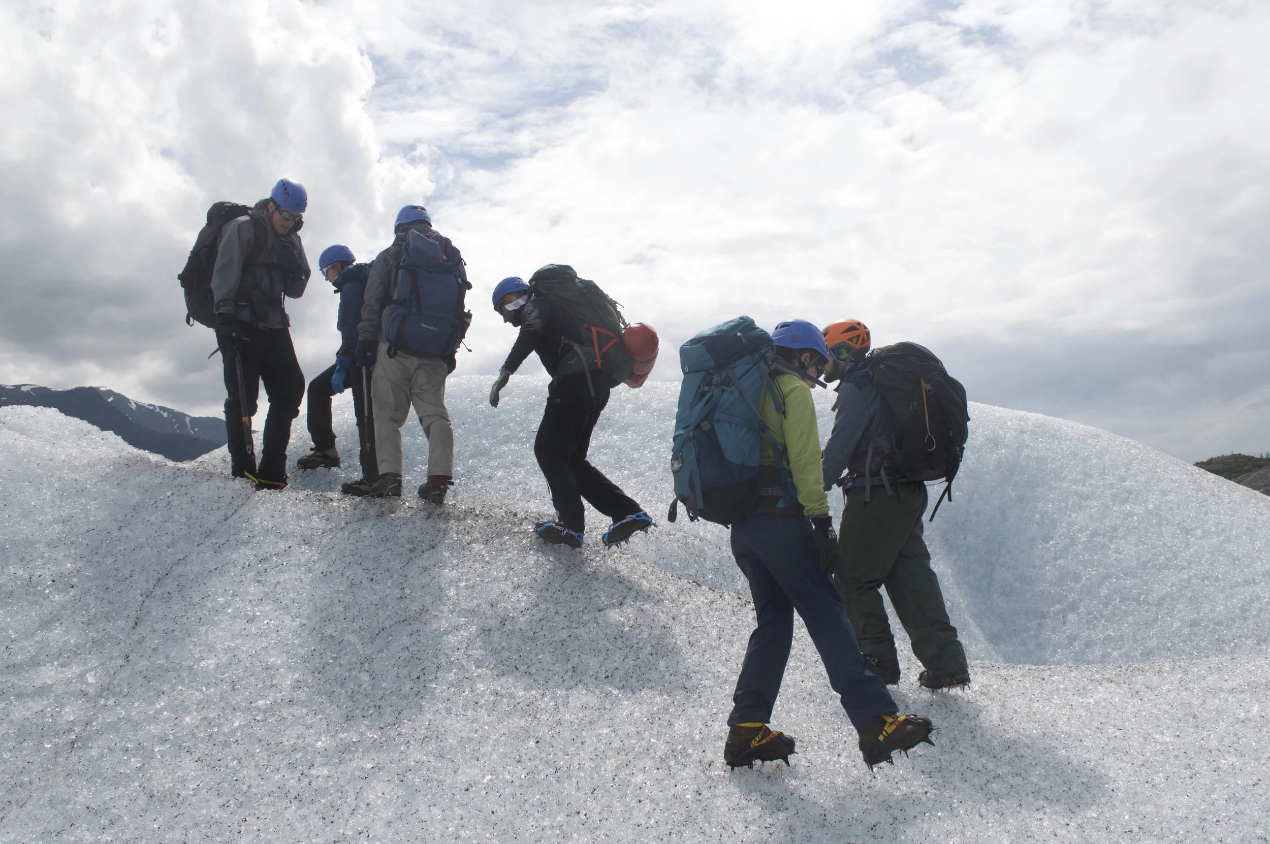 Crampon training on the Mendenhall Glacier. Photo by Kellie Schaefer.