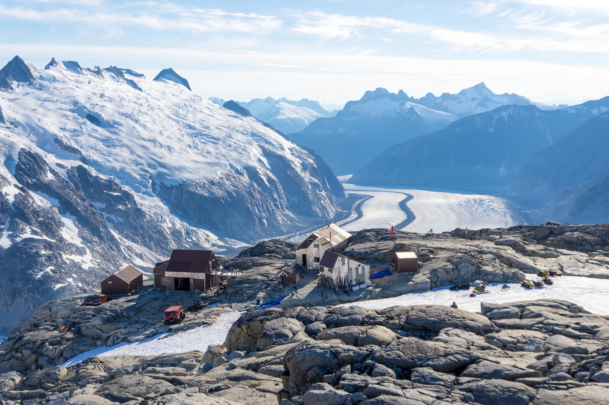 Camp 18, perched on the Cleaver and overlooking the Gilkey Trench. Photo: Daniel Otto.