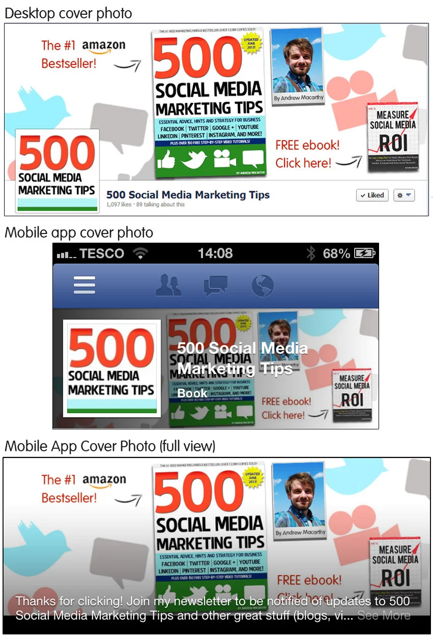 Facebook Cover and Profile Photo Template for Desktop AND Mobile App ...