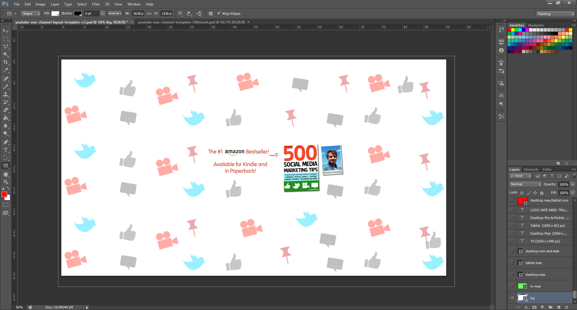 YouTube Cover Art Template PSD | 2560 x 1440 Photoshop, GIMP — Social