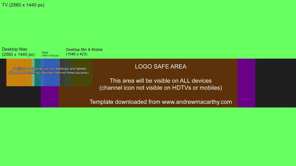 Youtube Cover Art Template Psd 2560 X 1440 Photoshop Gimp Andrew Macarthy Social Media Marketing