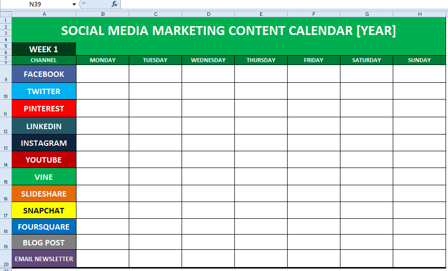 Free Content Calendar Template