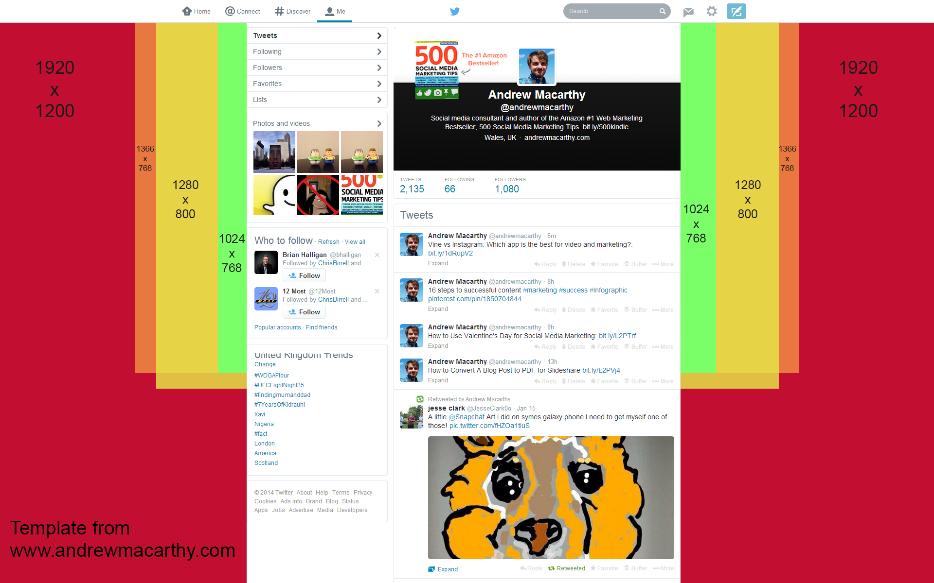 Twitter Background Template 2014, 2015 PSD | 1920 x 1200 Photoshop Download