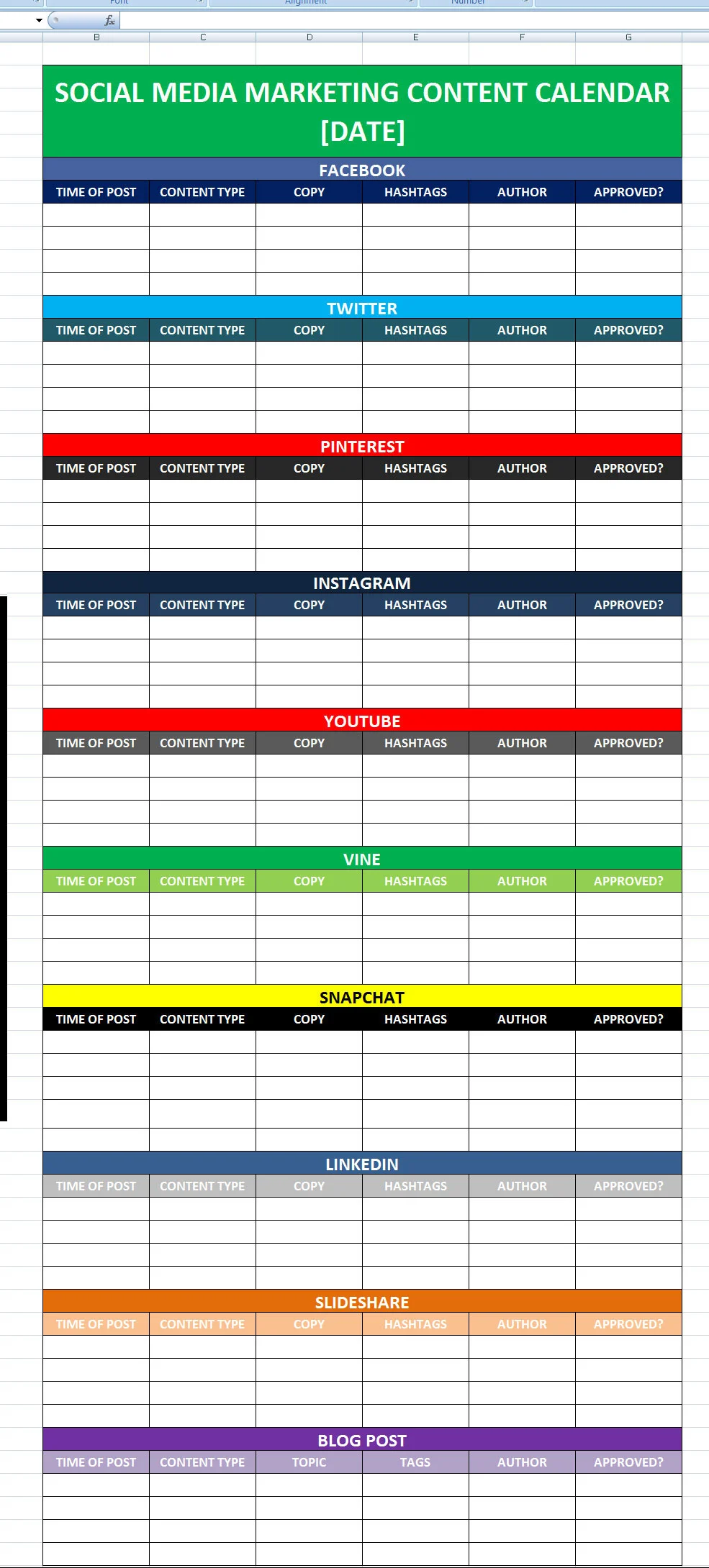 Social Media Calender Template Excel 2014 Editorial Planner For 