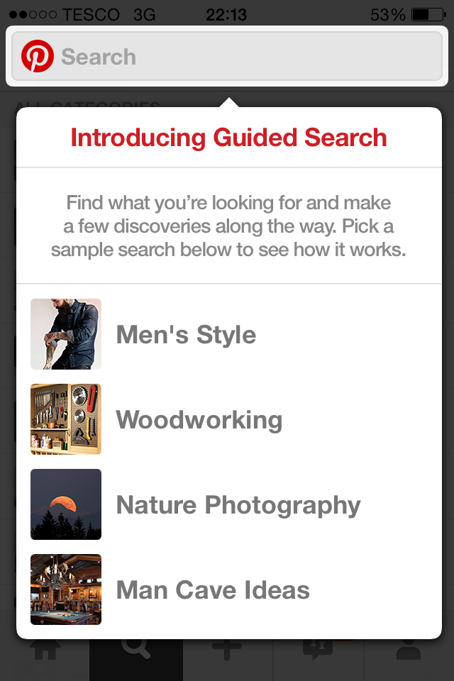 Pinterest's Guided Search Example