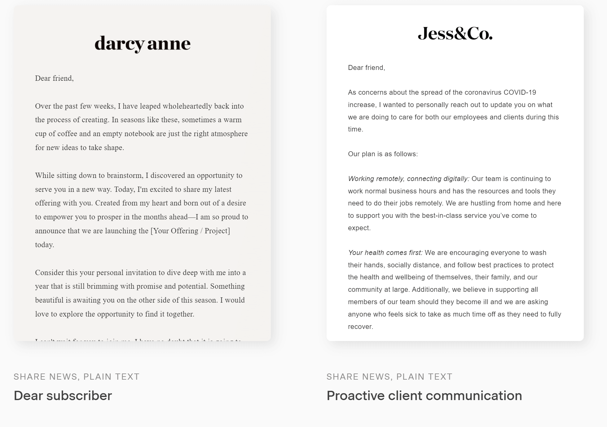 Flodesk templates example