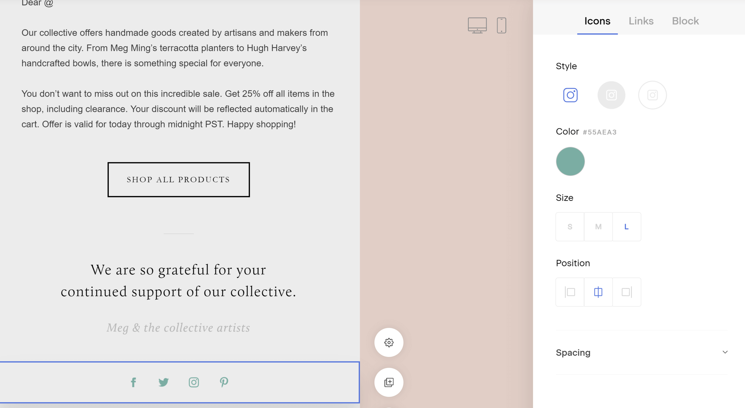 Flodesk social links