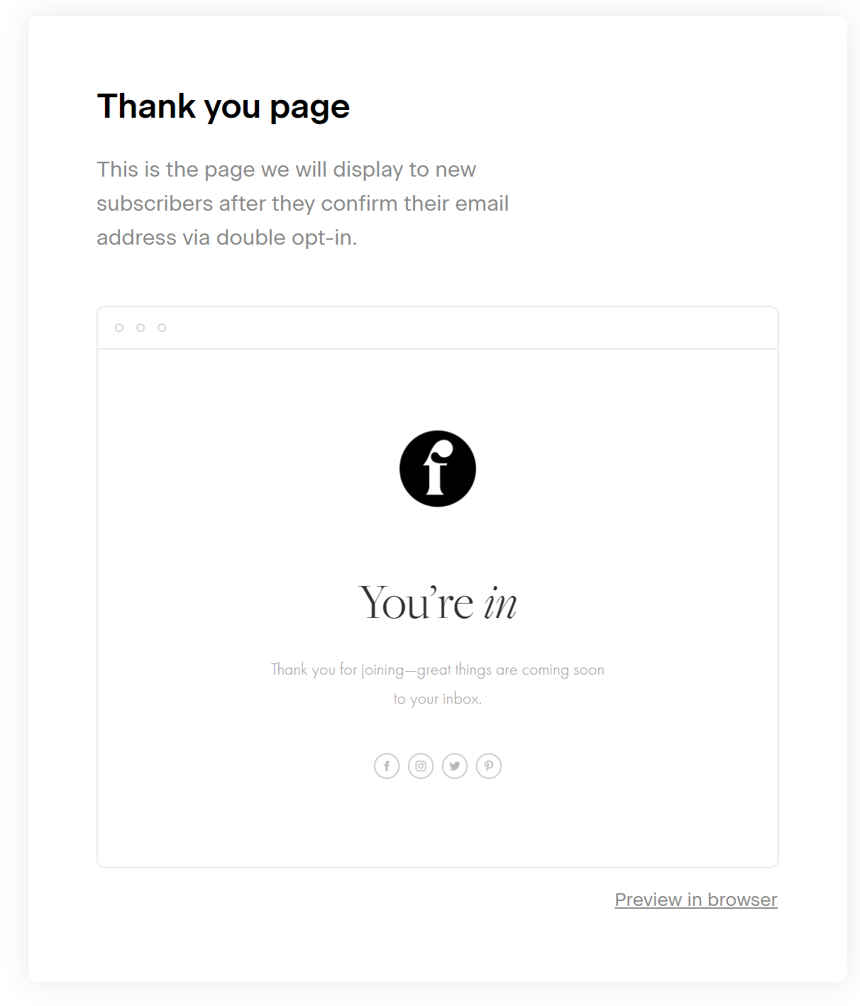 Flodesk double opt-in form thank you page