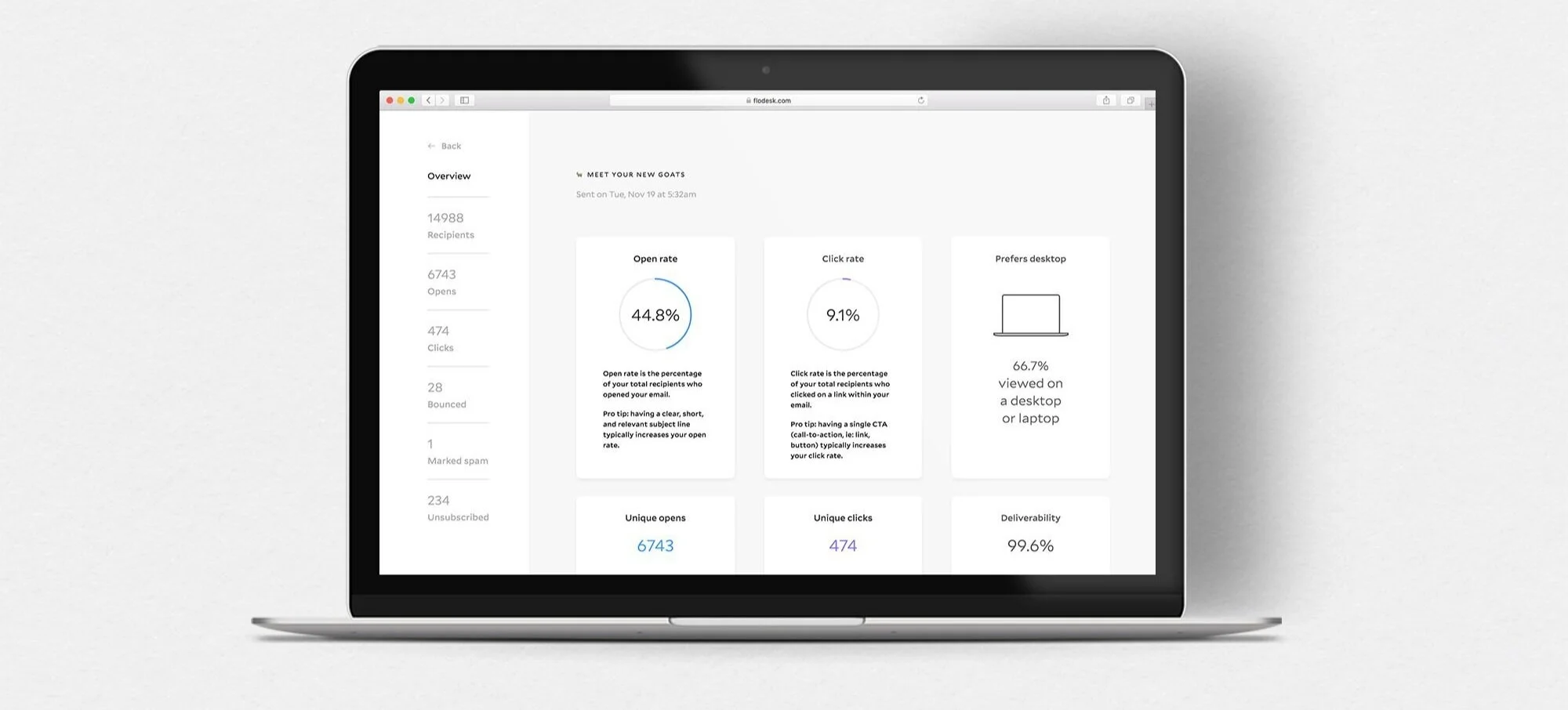 Flodesk detailed analytics