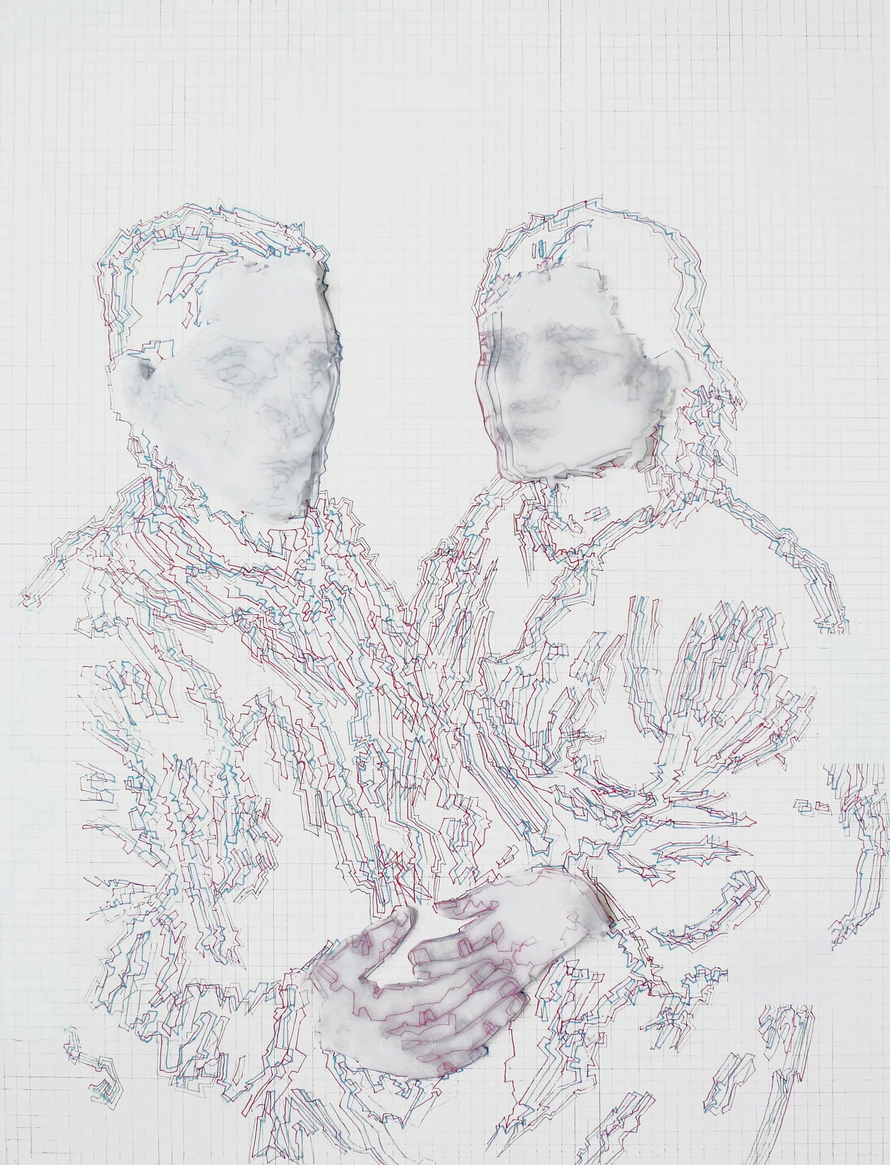  large drawing on wood panel and marble powder gesso depicting a couple hugging and cuddling 
