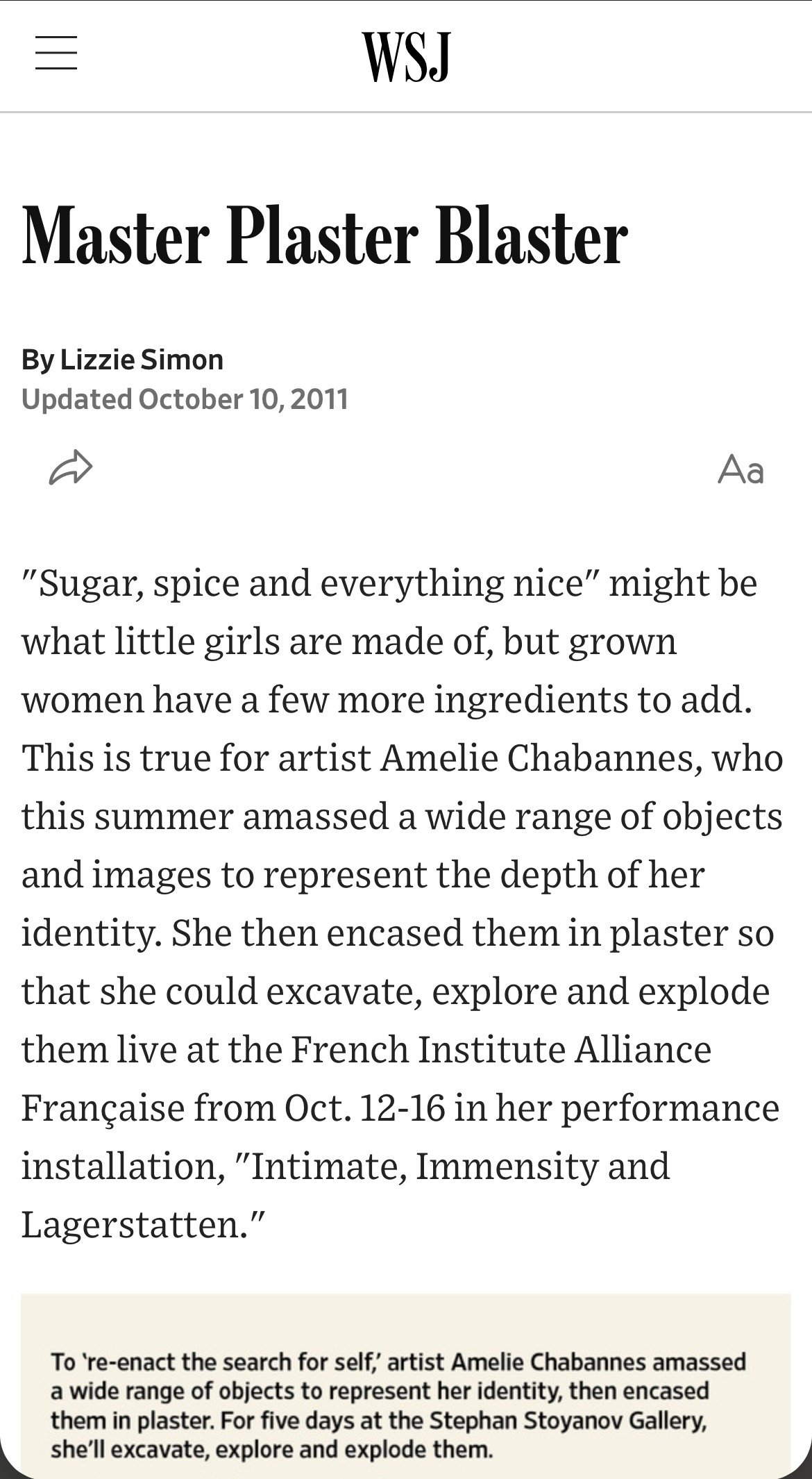WALL STREET JOURNAL - AMELIE CHABANNES 