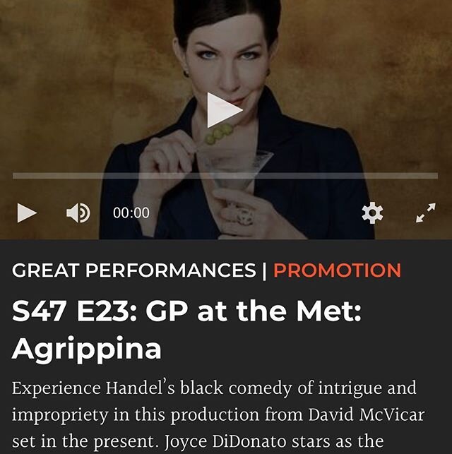 Wait what?! Our production of Agrippina being played on PBS&rsquo;s Great Performances today at 12 noon ET?! We performed this just before the world changed, so I&rsquo;m feeling nostalgic! Loads of love to my friends @joycedidonato @brendaraesings @