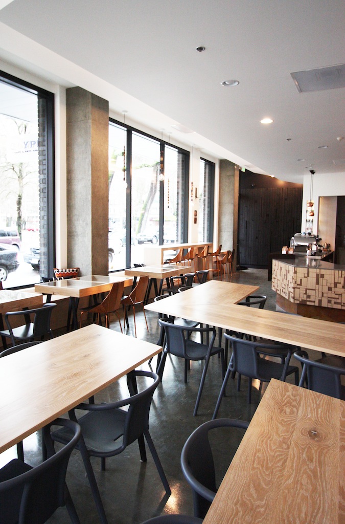 modern geometric cafe seating