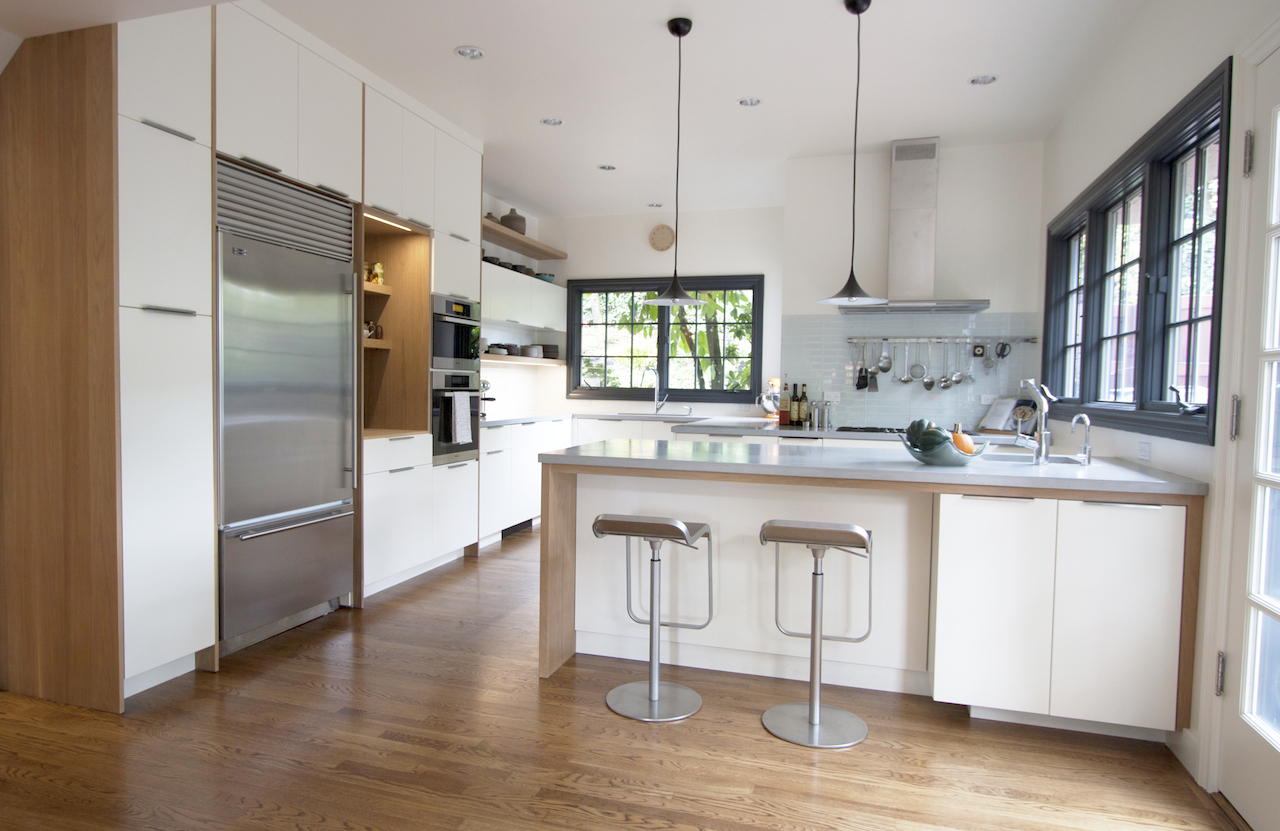 Wood and White Kitchen white spacey windows flooring Wood and White Kitchen white spacey windows flooring