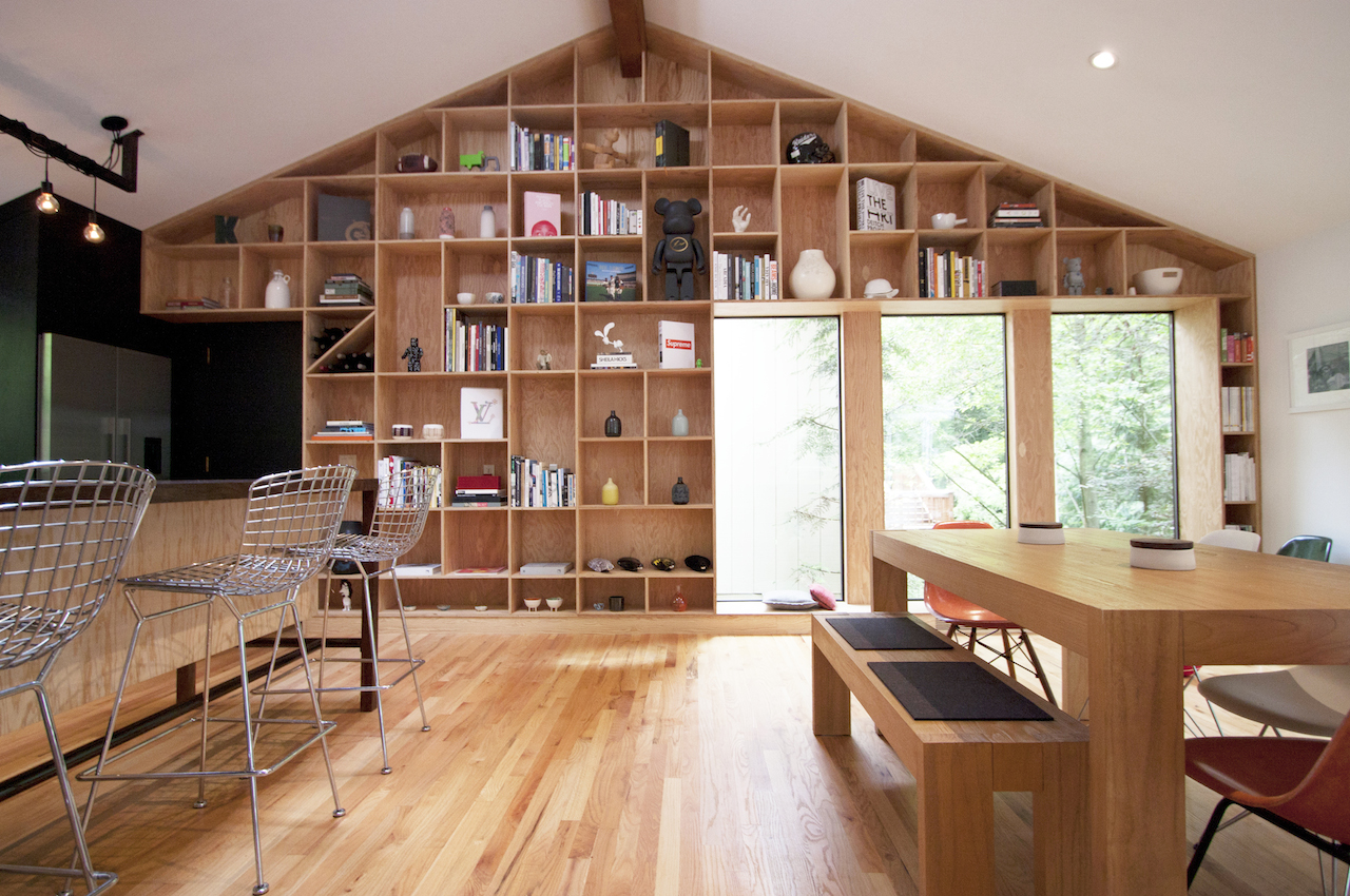 Fun, bright plywood treehouse