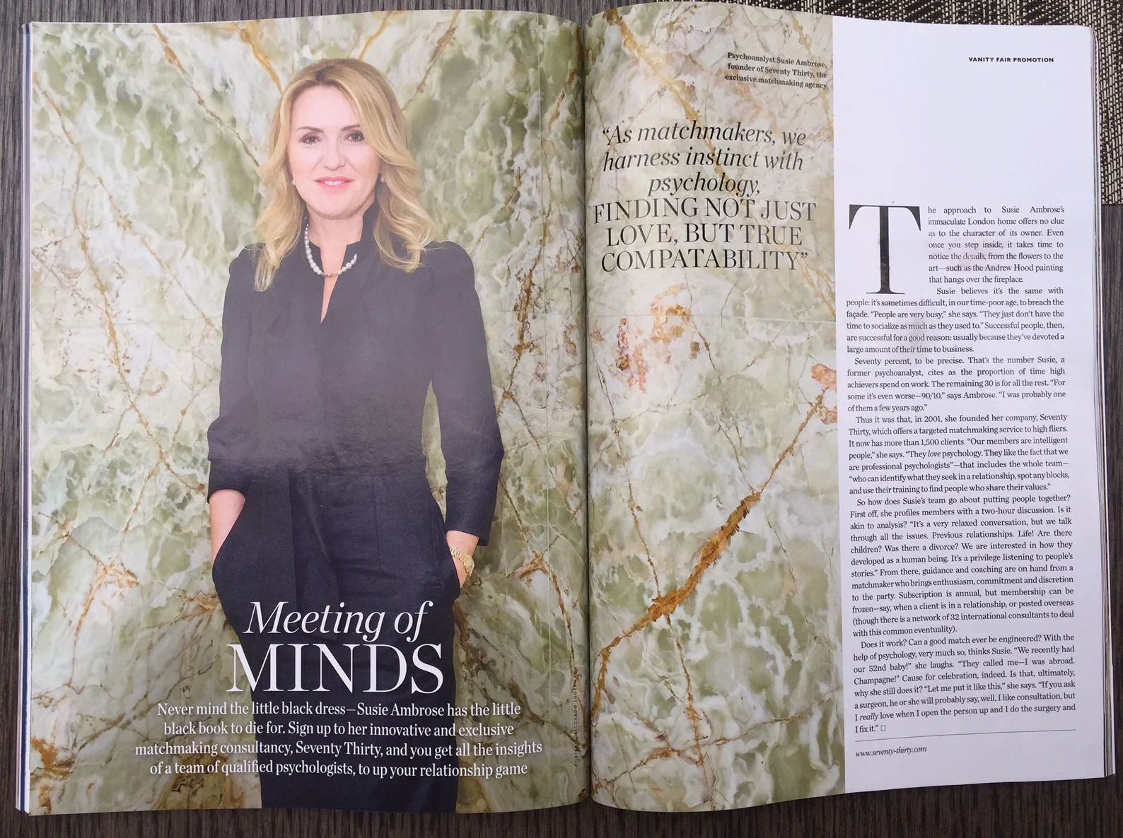 Vanity Fair on Seventy Thirty Exclusive Matchmaking 