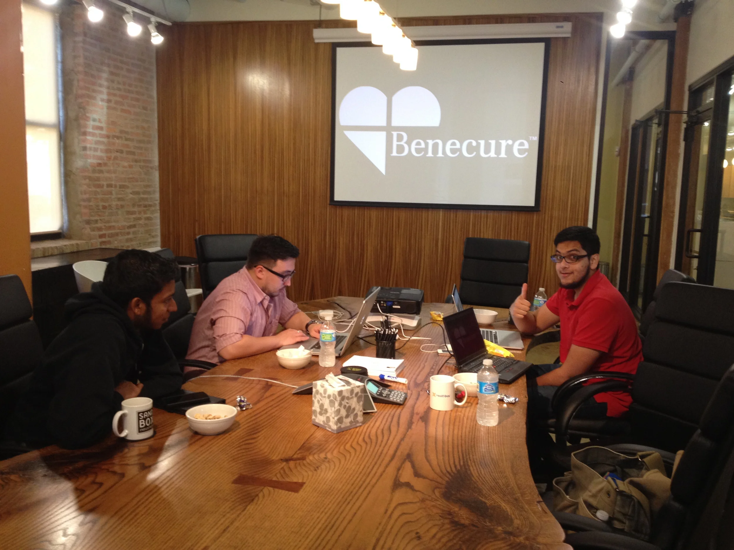 Part of the Benecure Tech team working hard at the Healthbox offices.