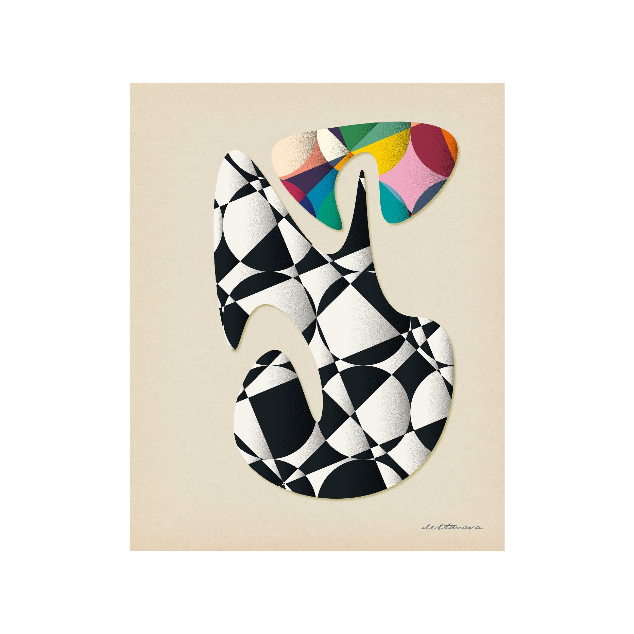 Subtractive Works #3 - Mid Century Abstract Op Art Print