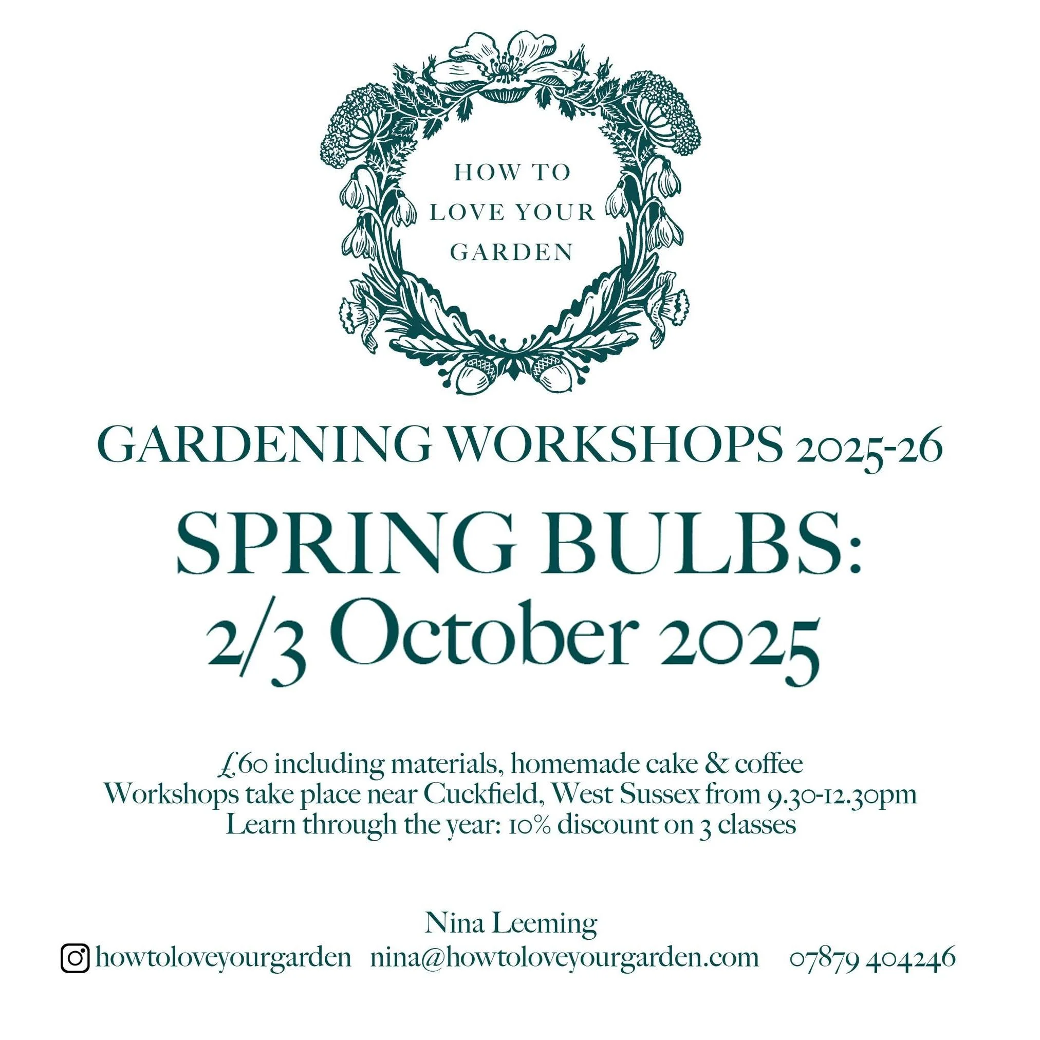 It may be wet outside, but let's think ahead to springtime! 🌼 Check out Nina's spring bulb workshops next month. @howtoloveyourgarden