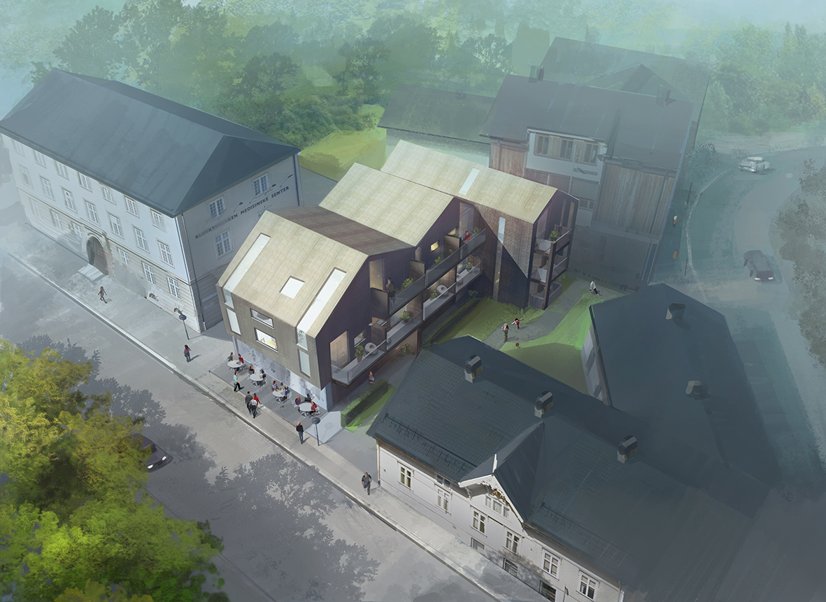 Myntgata 2 - leiligheter og næring i sentrum av Kongsberg.