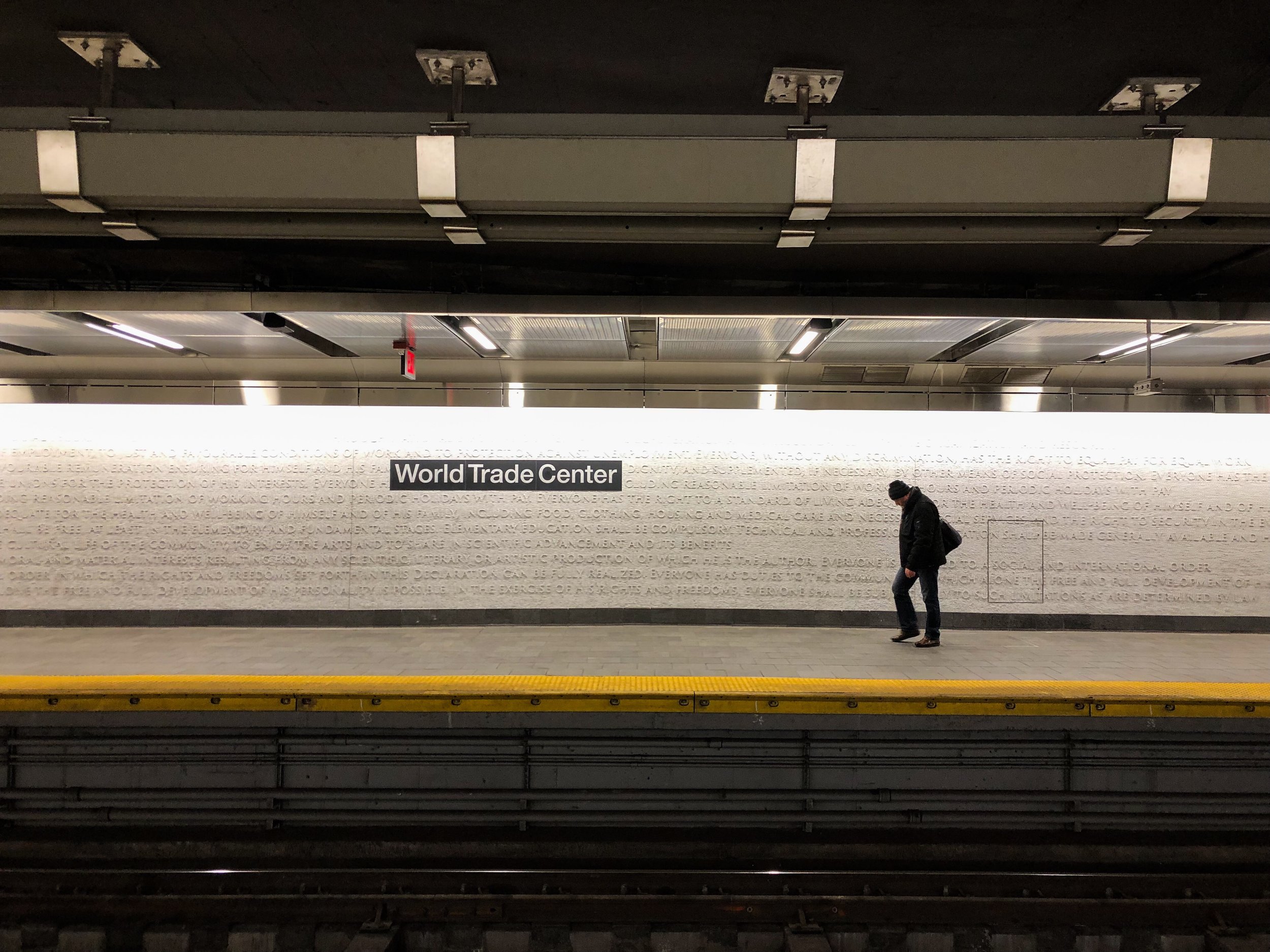 The new 1 Train station at the World Trade Center.