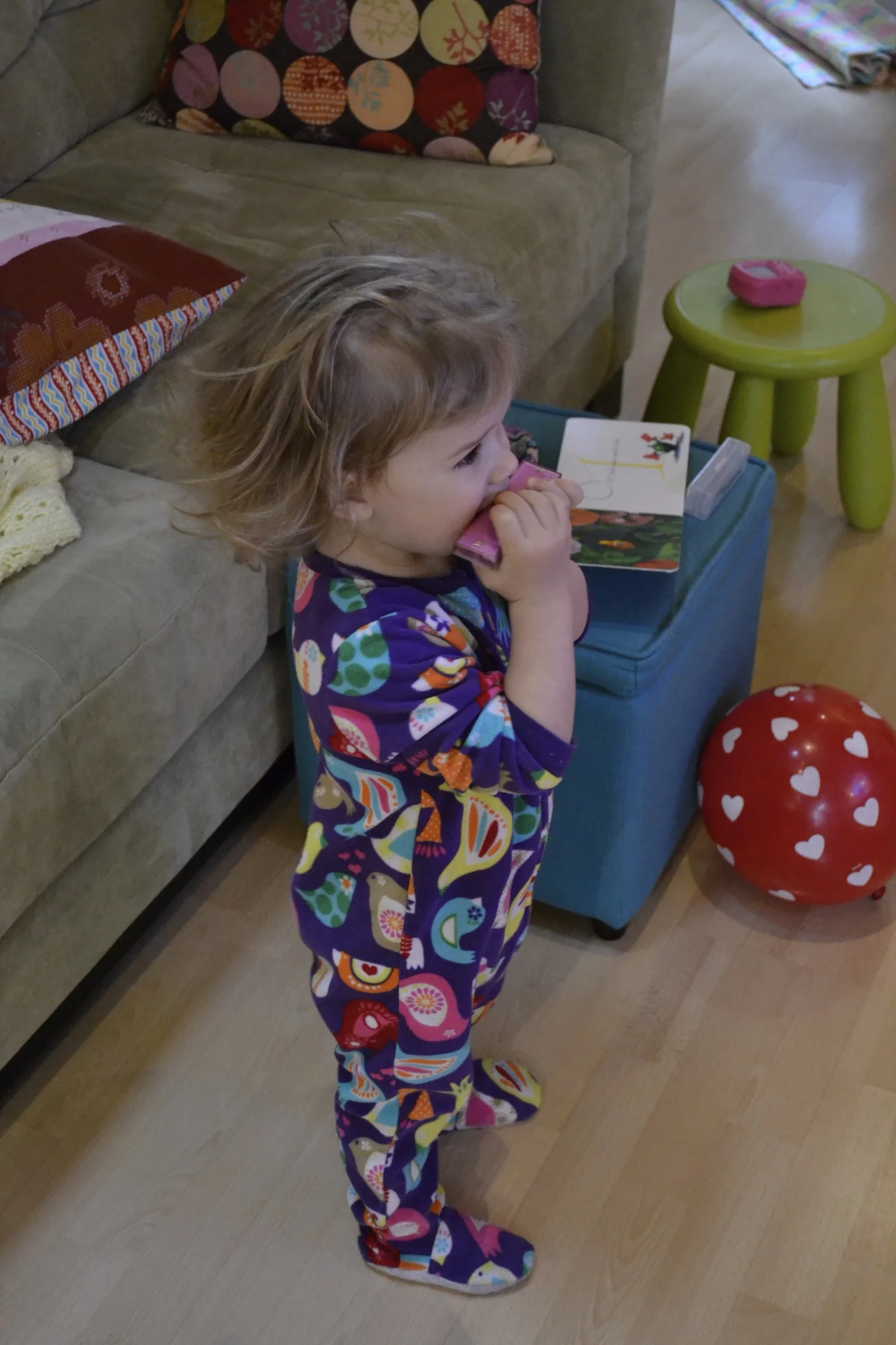 practicing with our valentine's day harmonica