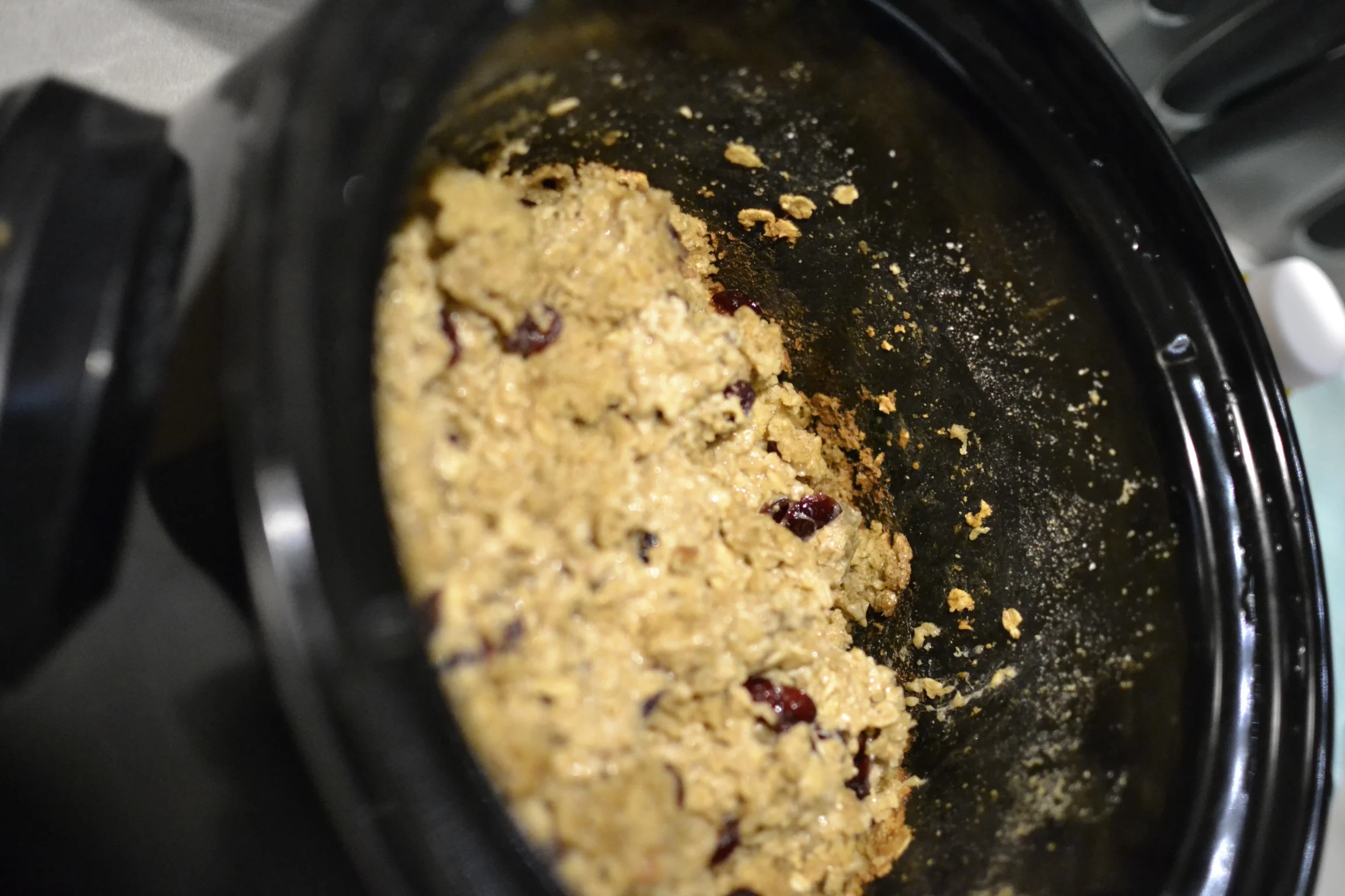 our second attempt at crock pot baked oatmeal. better the second time...i left it in way too long the first time. 