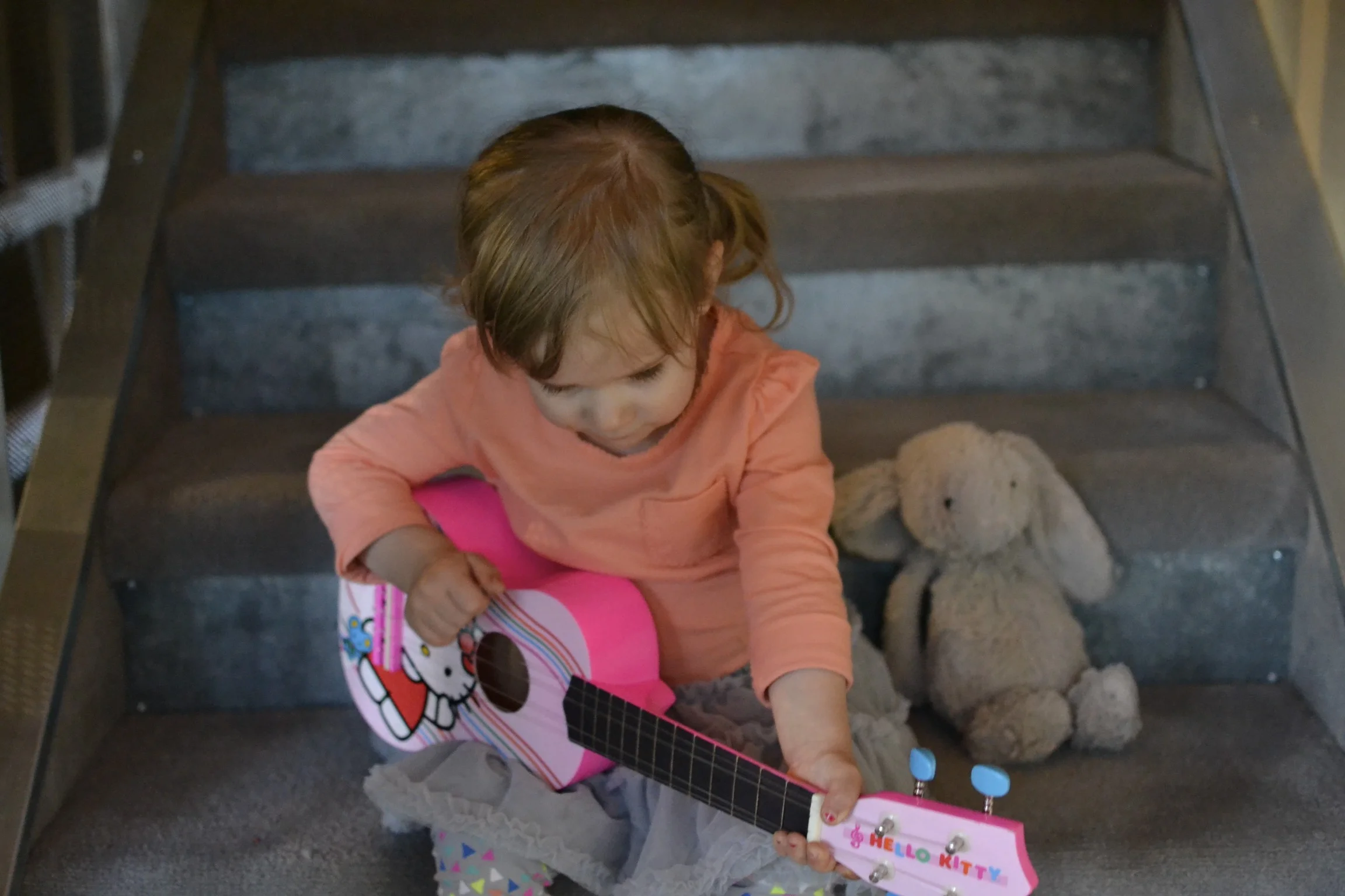 and then playing for "bun" on the stairs.