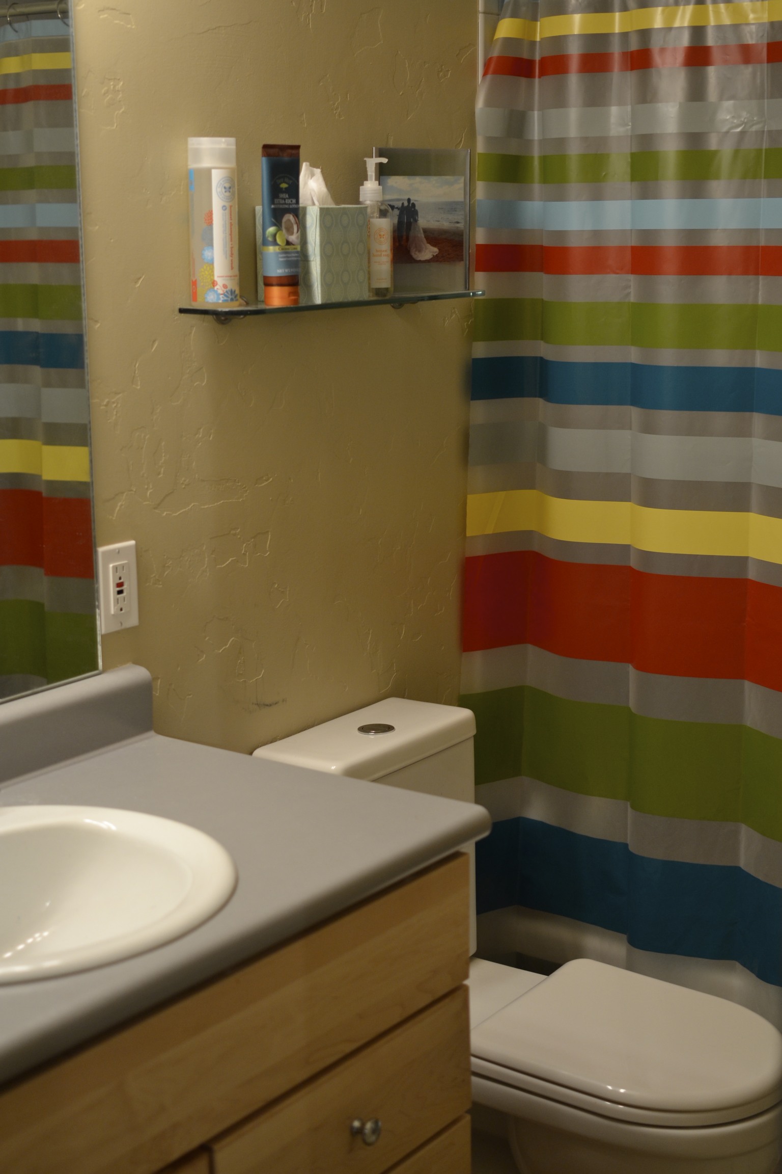 Second level bathroom. Dual flush toilet for water conservation. 