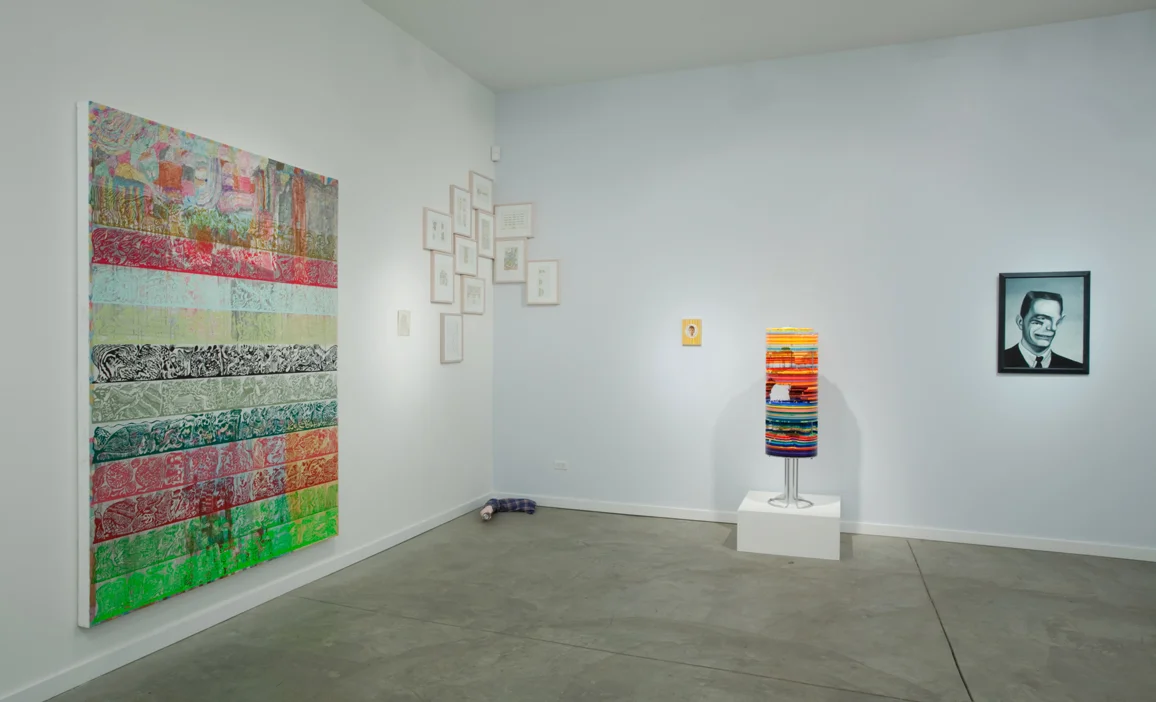 Invincible Cohort , 2010, curatorial project at Plus Gallery, co-organized with Jeff Starr left to right: Jason Appleton, Bill Amundson, Justin Beard, Jeff Starr, Susan Meyer, Matt O'Neil