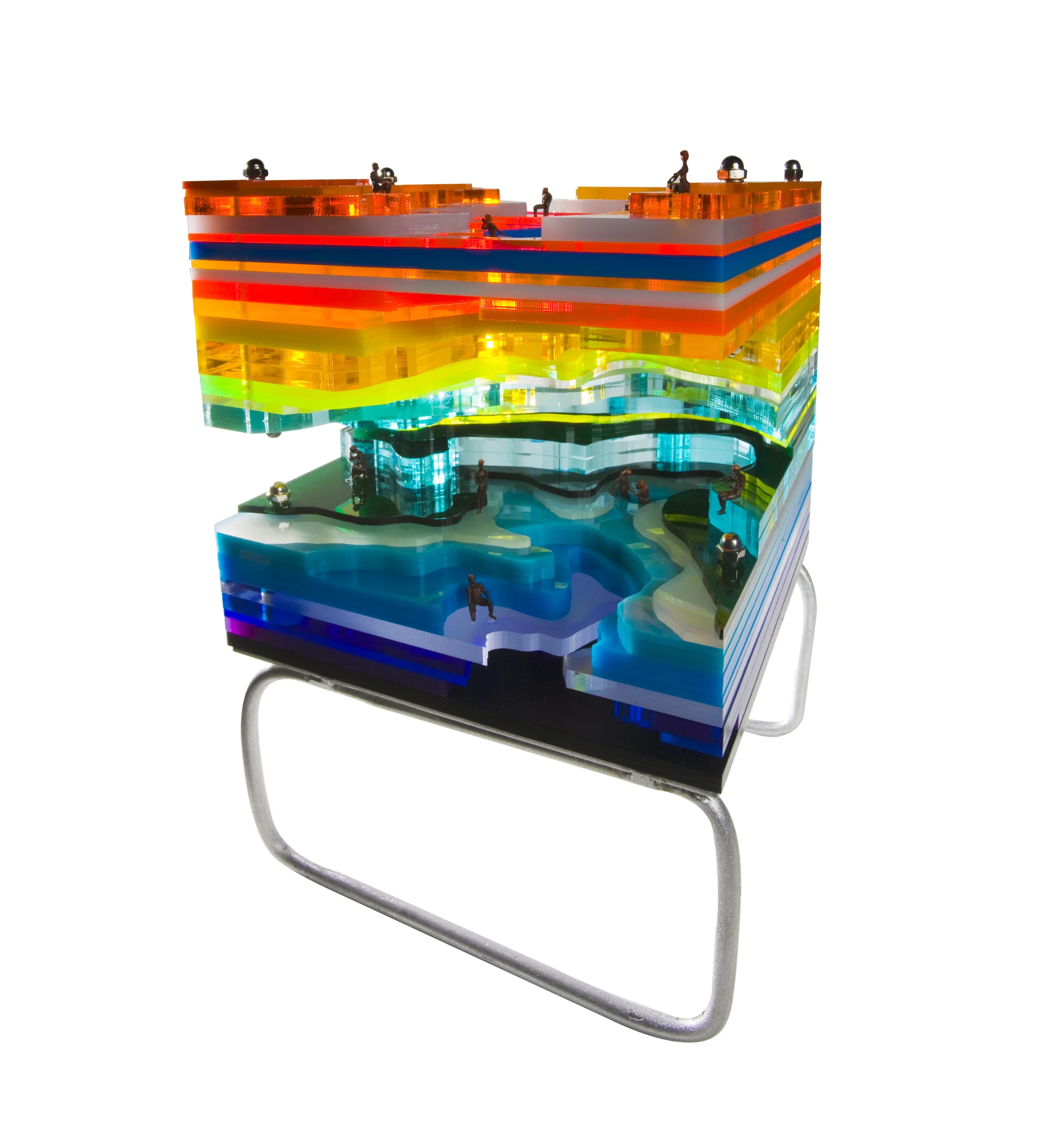 Swimming Hole , 2010, acrylic, HO-scale figures, aluminum, 10 x 7 x 7"
