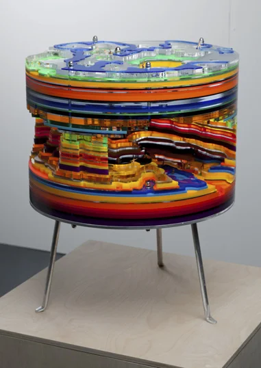   Short Stack , 2012,&nbsp;acrylic, HO-scale figures, aluminum,&nbsp;22 x 18&nbsp;x 18"    