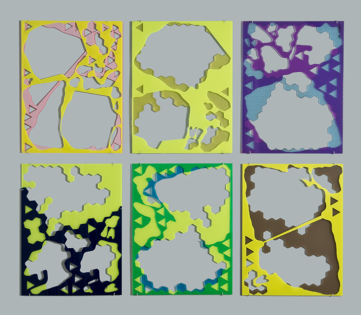 templates, 2015, acrylic, 18 x 24" each