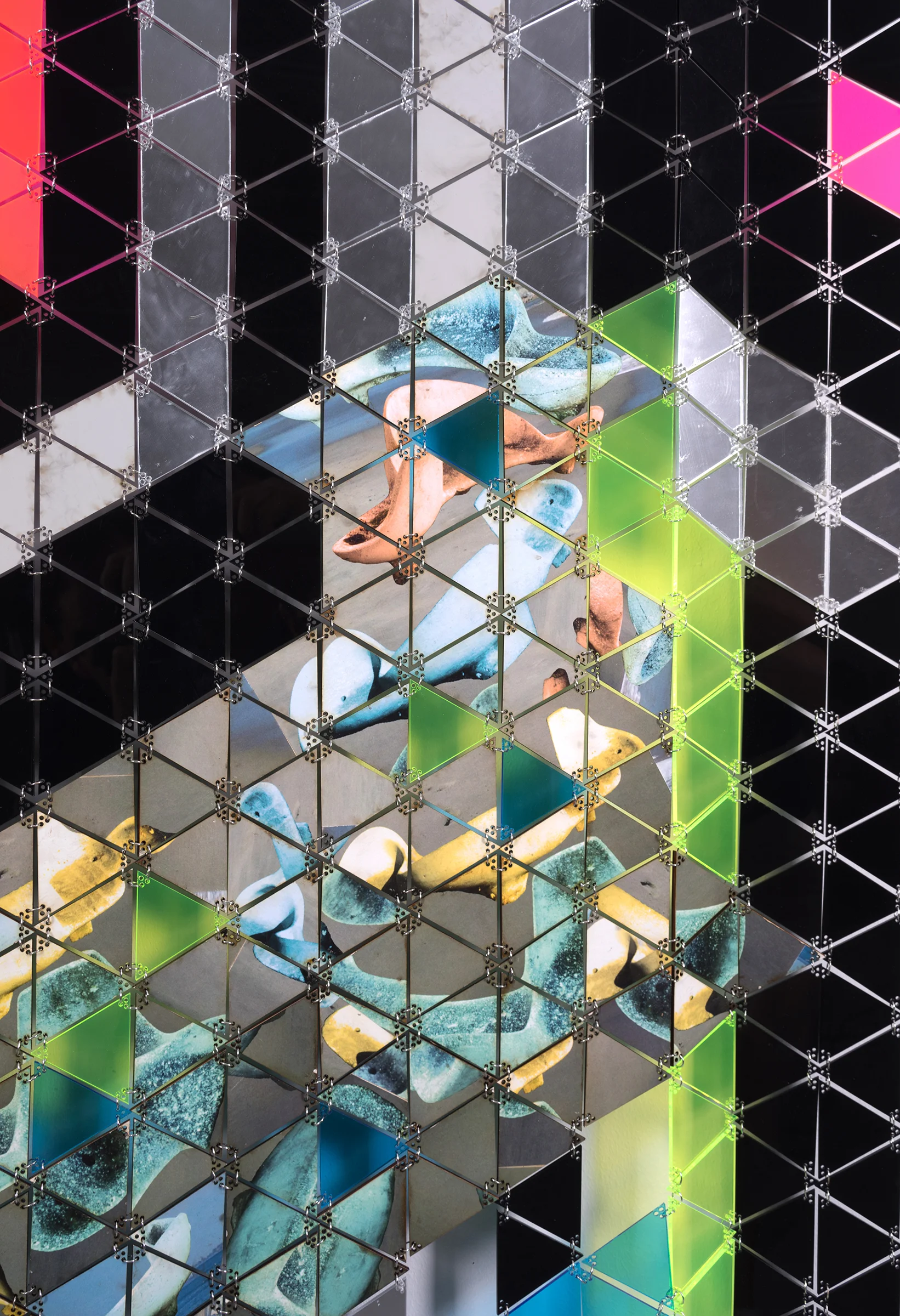 Untitled (detail), 2018, acrylic and collage on wood, 95 x 44”