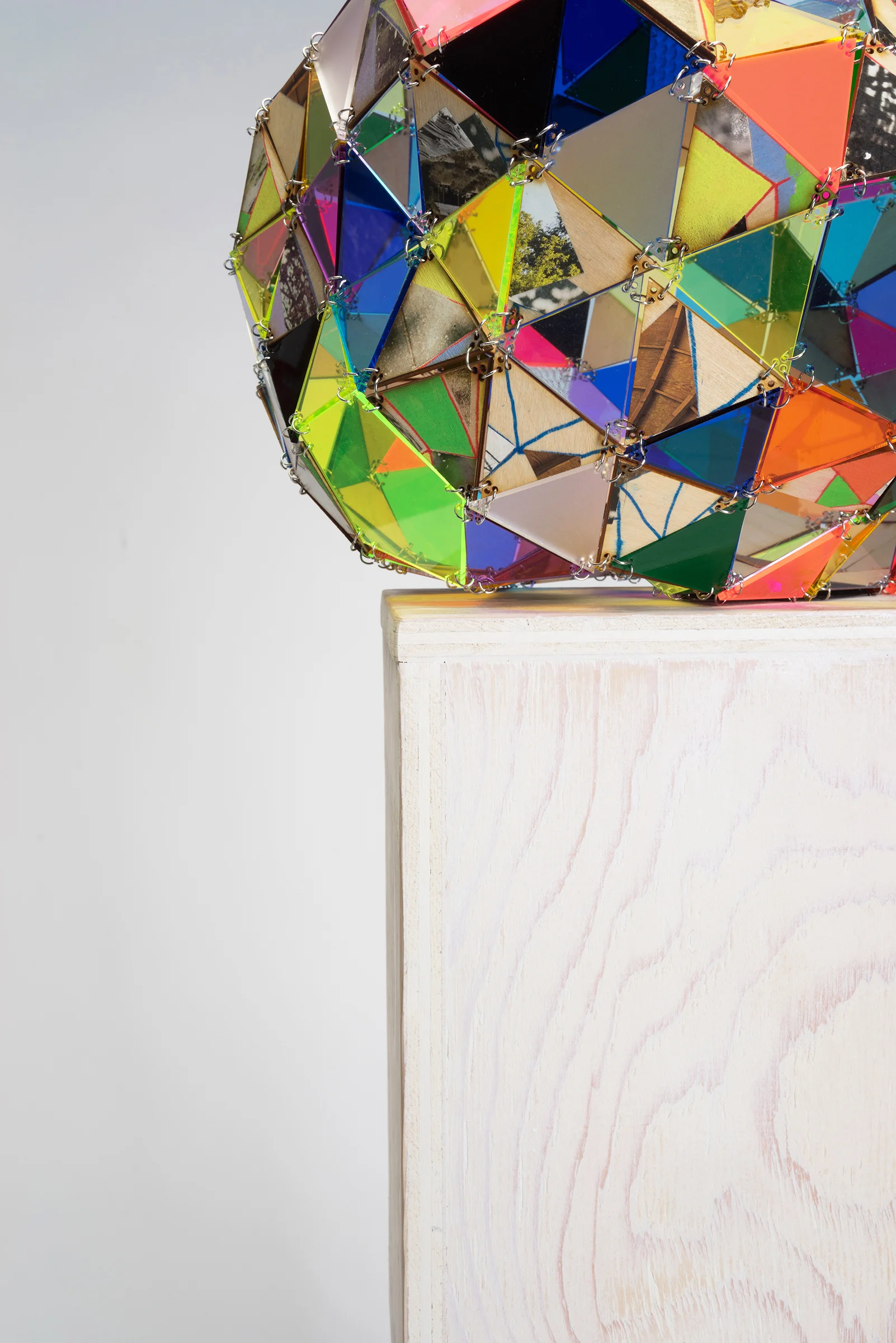 Zeezo, 2018, wood, collage on wood, acrylic, 62 1/2 x 16 x 16”