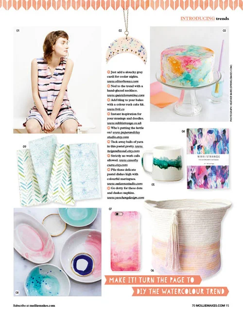 Feature of our textile napkins in issue 70 of Mollie Makes magazine.