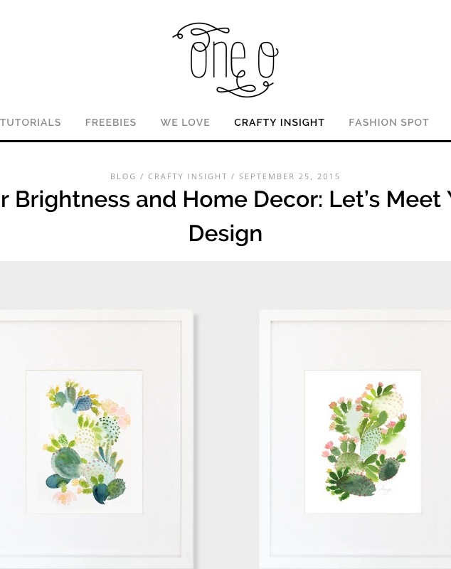 The One O blog feature