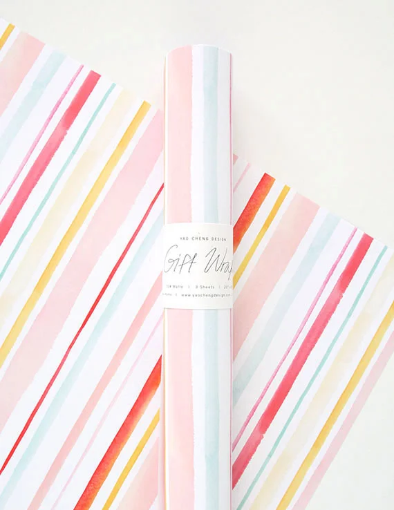 Yao Cheng Design - Summertime Stripe - Gift Wrap, Watercolor Stationery