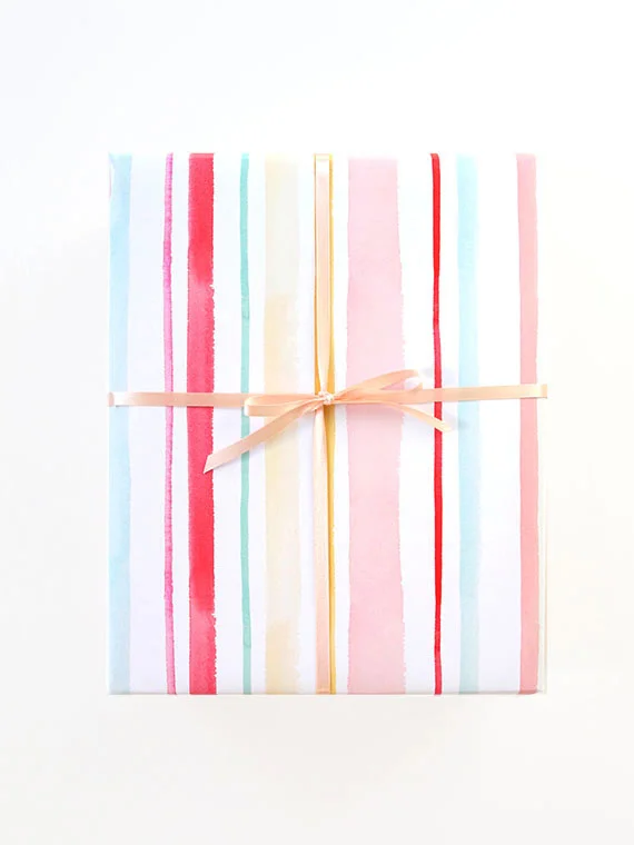 Yao Cheng Design - Summertime Stripe - Gift Wrap, Watercolor Stationery