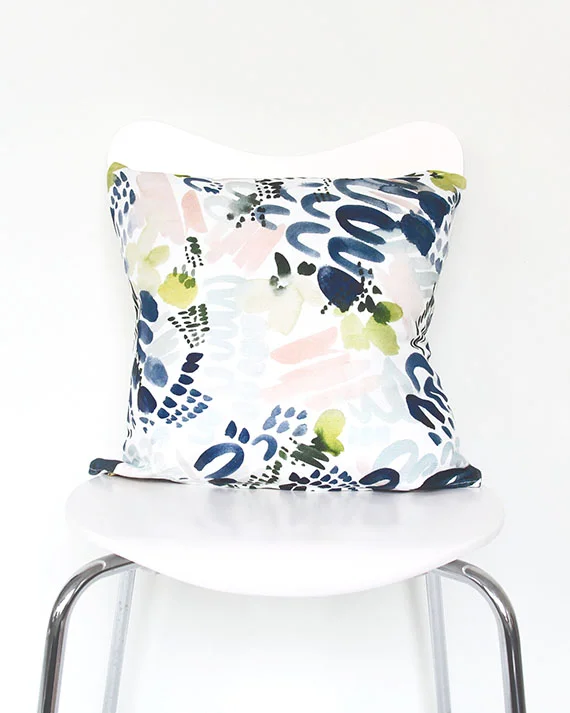 Yao Cheng Design - Indigo Splash - Watercolor Throw Pillow