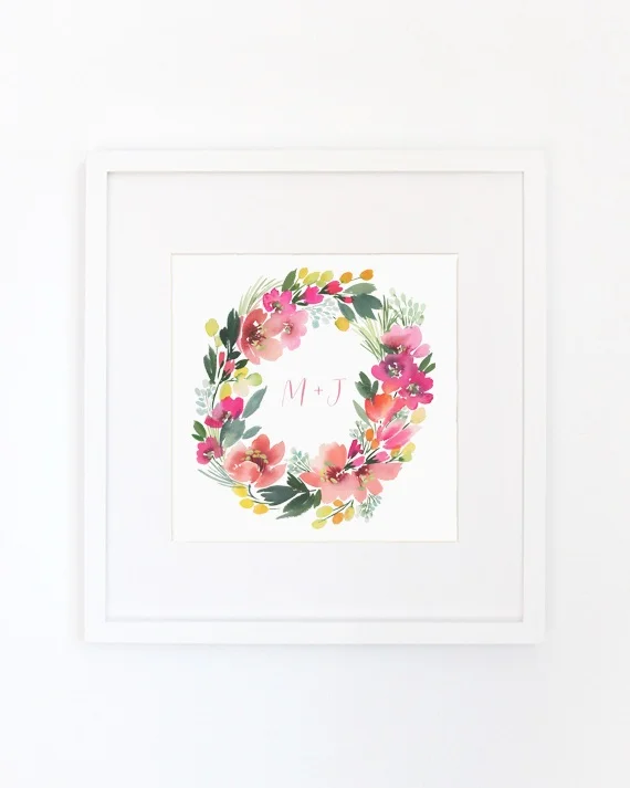 Yao Cheng Design - Tropical Wreath - Watercolor Art Print, Framed