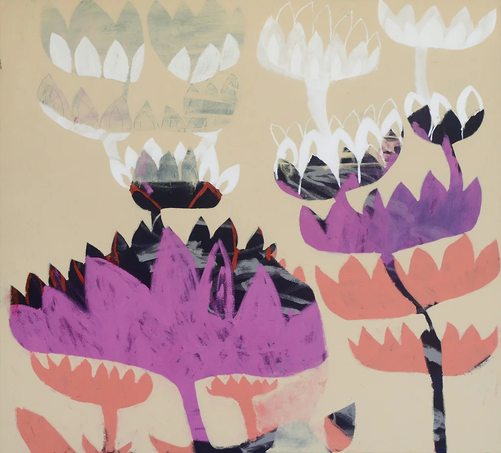 Padma Rising 2015 Acrylic and charcoal on cotton canvas 121 x 137cm